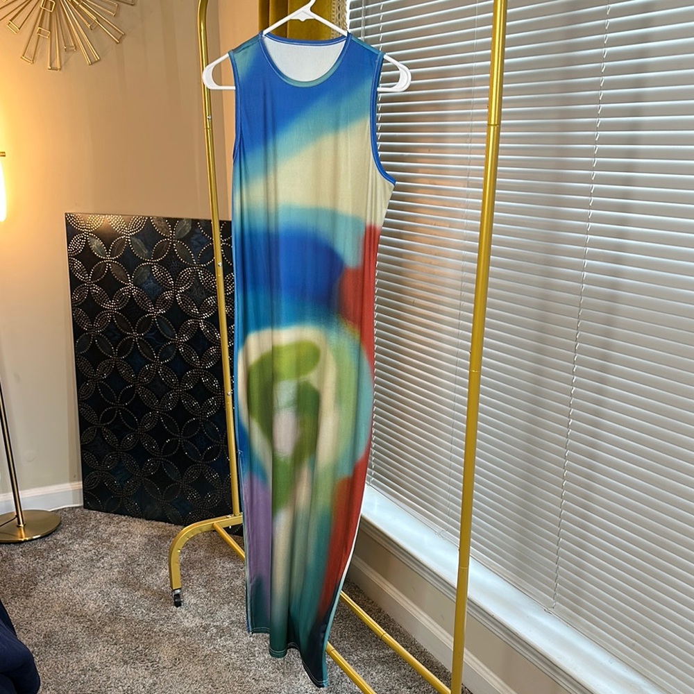 Colorful Sleeveless Maxi Dress